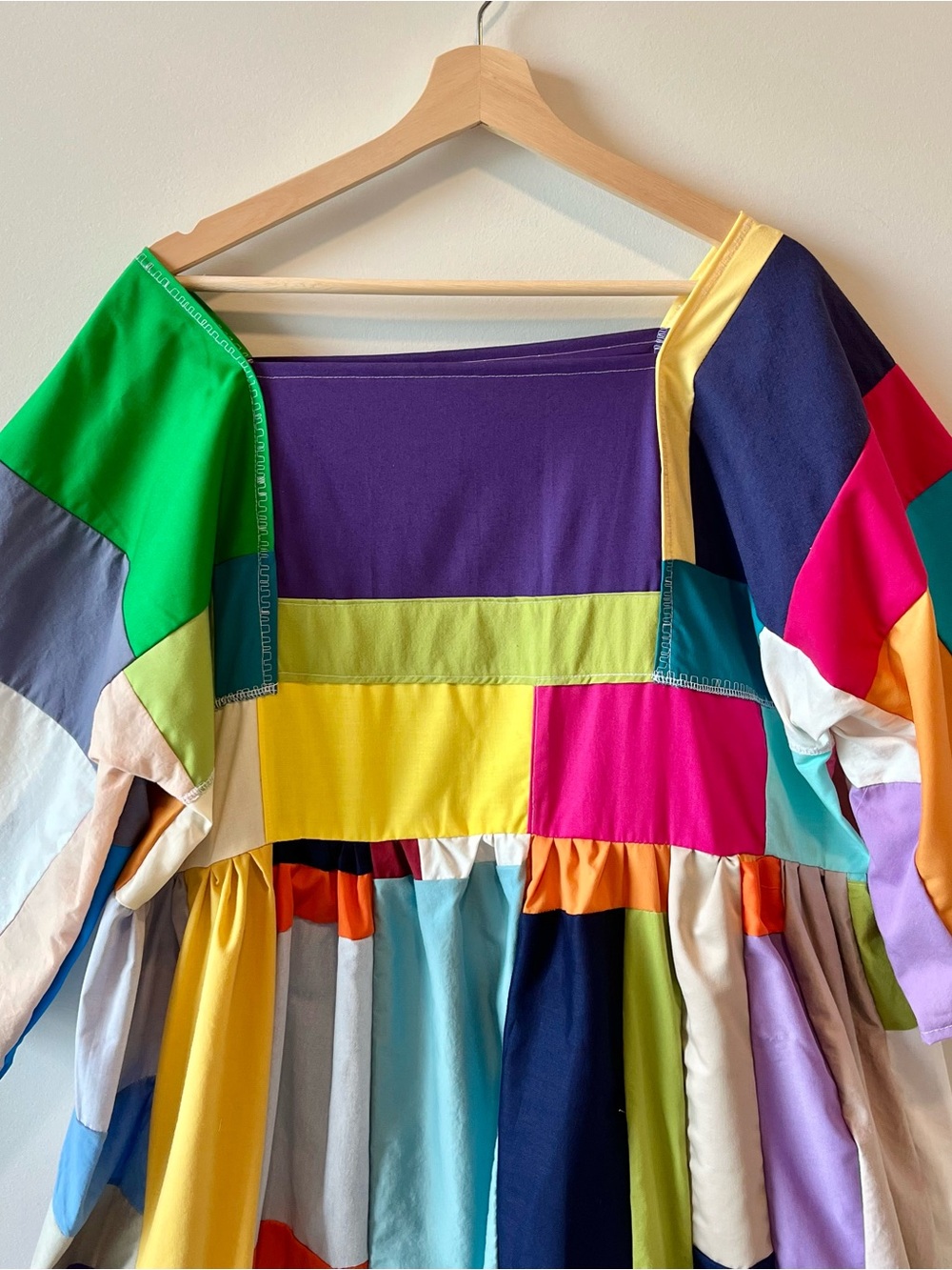 Handmade Quilted Patchwork Colorblock Dress SKU 07081 - Picture 9 of 16